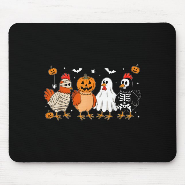 Mummy Chicken Skeleton Ghost Pumpkin Halloween Chi Mousepad (Vorne)