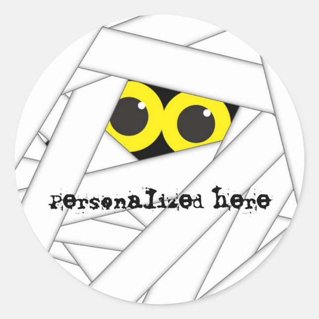 MUMMY Costume Halloween Personalisiertes Party Auf Runder Aufkleber (Vorderseite)