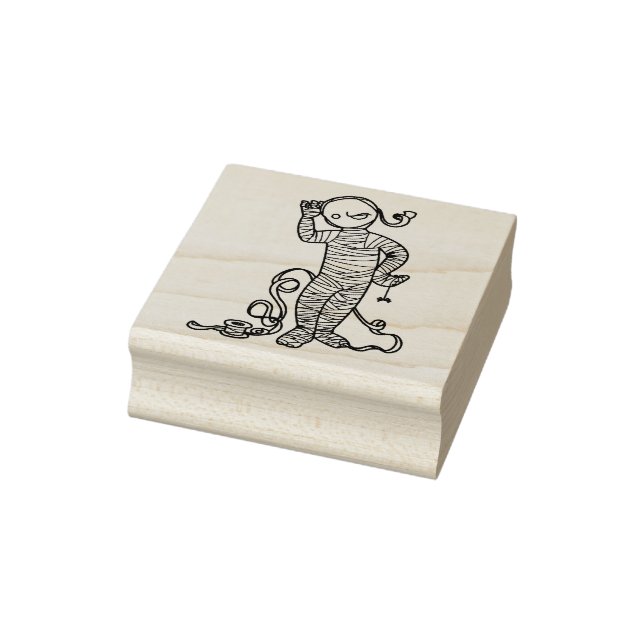 Mummy Girl mit Briefmarke zur Spinnentechnik Gummistempel (Stempel)