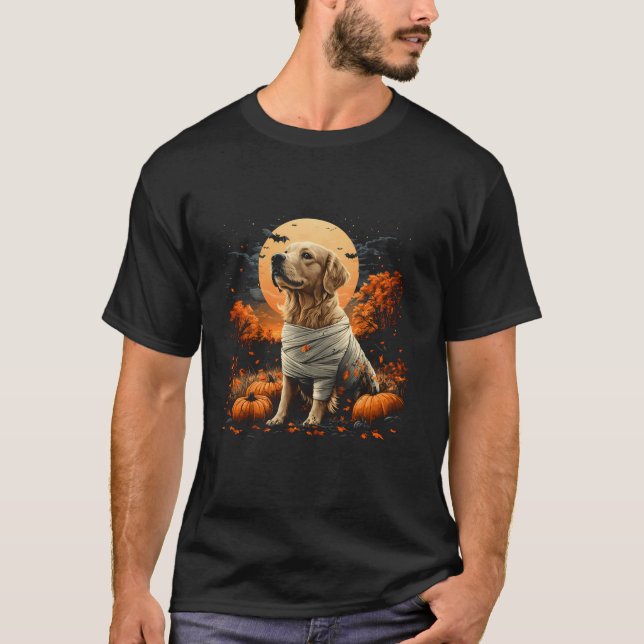 Mummy Golden Retriever Pumpkin Beängstigend Hallow T-Shirt (Vorderseite)