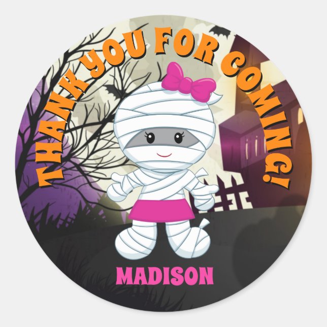 Mummy Halloween Danke, Stickers Personalisiert (Vorderseite)
