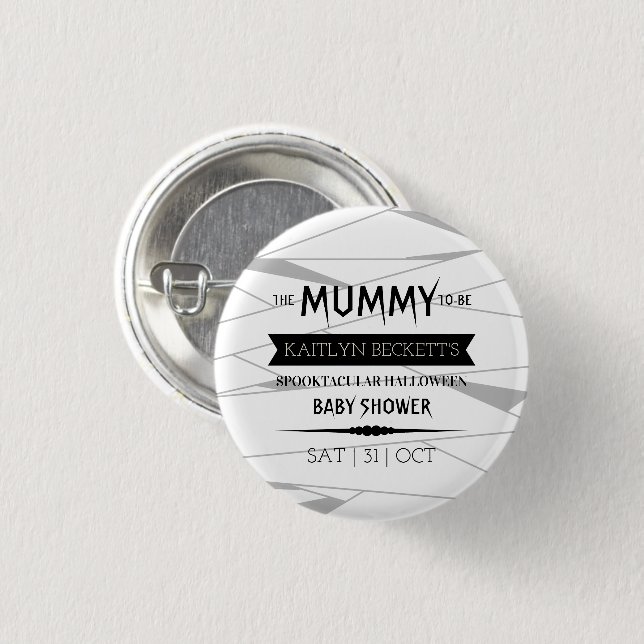 Mummy | Halloween-Kinderdusche Button (Vorne & Hinten)