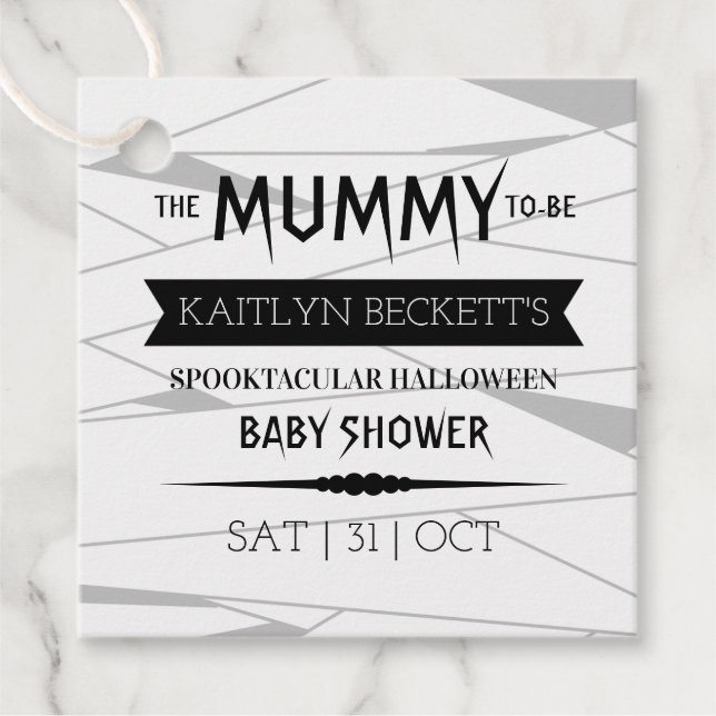 Mummy | Halloween-Kinderdusche Geschenkanhänger (Vorderseite)