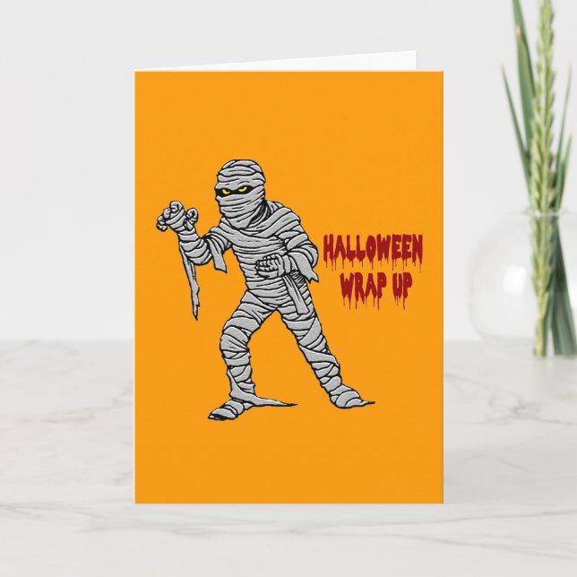Mummy Halloween Wrap Up Karte (Vorderseite)