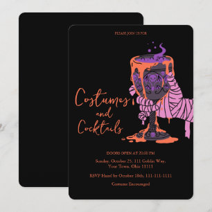 Mummy Hand Kelch Kostüme und Cocktails Halloween Einladung