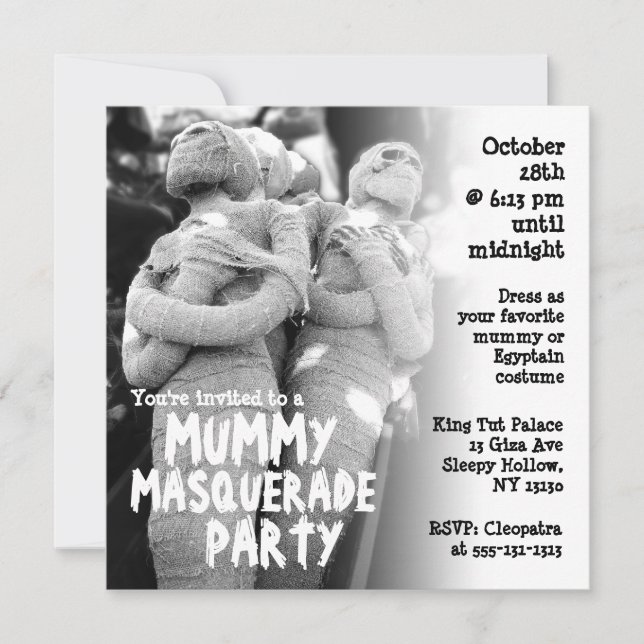Mummy Masquerade Halloween-Party Einladung (Vorderseite)