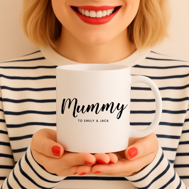 Mummy | Modern Mum Kids Names Mother's Day Kaffeetasse (Von Creator hochgeladen)