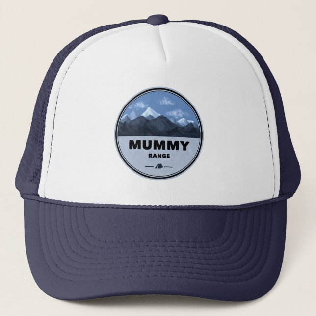 Mummy Mountain Range Colorado Camping Truckerkappe (Vorderseite)