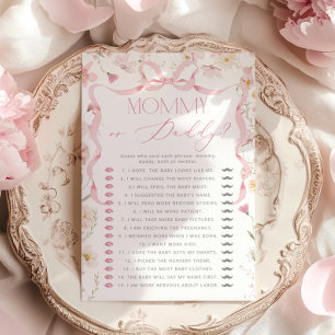 Mummy oder Daddy rosa Schleife Rate wer Floral Spi
