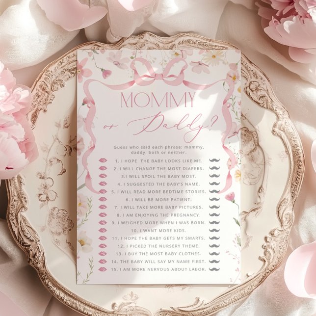 Mummy oder Daddy rosa Schleife Rate wer Floral Spi (Von Creator hochgeladen)