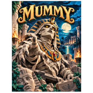 Mummy, Paper Cut Monster Postkarte