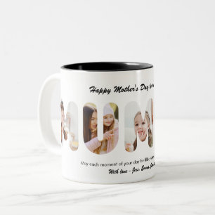 Mummy-Personalisierte-Wort-Foto-Collage-Muttertag Zweifarbige Tasse