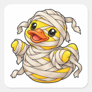 Mummy-Rubber-Enten-Halloween-Kostüm Quadratischer Aufkleber