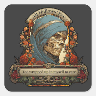 Mummy Skeleton Funny Quote Halloween Quadratischer Aufkleber