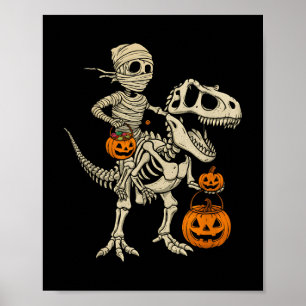 Mummy Skelett Riding Dinosaur T Rex Kinder Jungen Poster