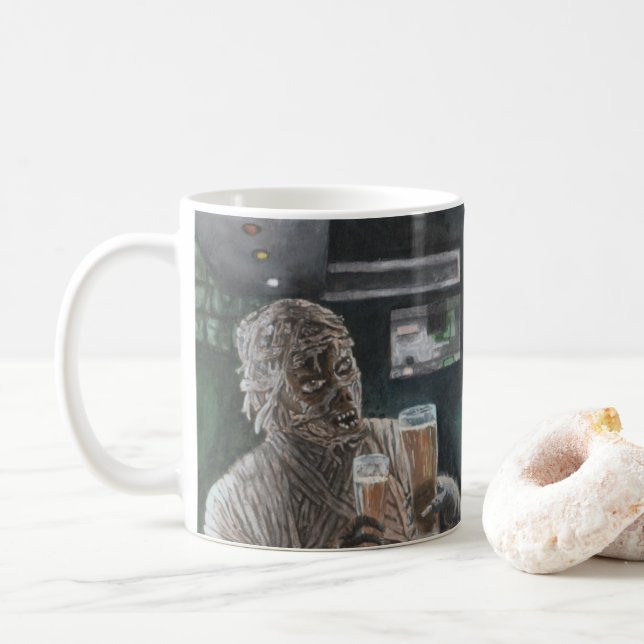 Mummy und Werewolf trinken Bier Coffee Tasse (Mit Donut)