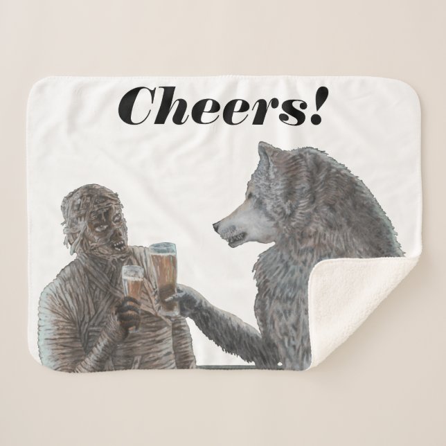 Mummy und Werewolf trinken Fantasie Sherpa Blanket Sherpadecke (Vorderseite (Horizontal))