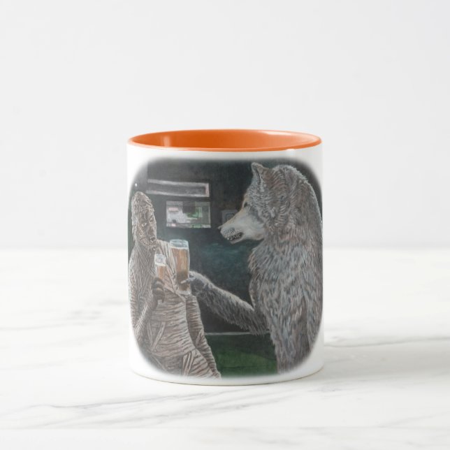 Mummy und Werewolf trinken Fantasy Art Coffee Tass Tasse (Zentrum)