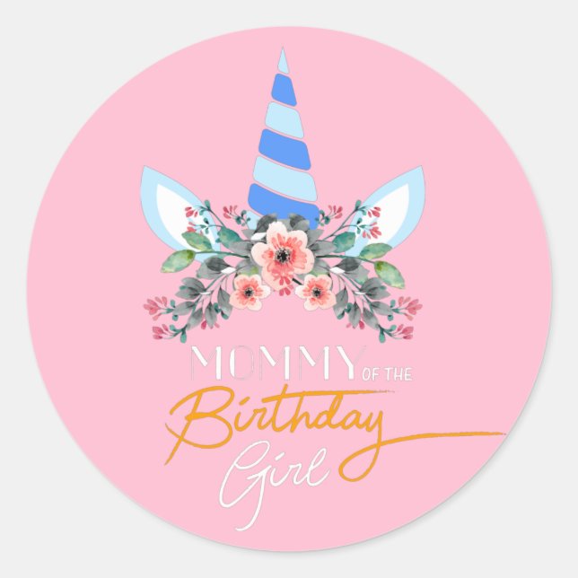 Mummy Unicorn Runder Aufkleber (Vorderseite)