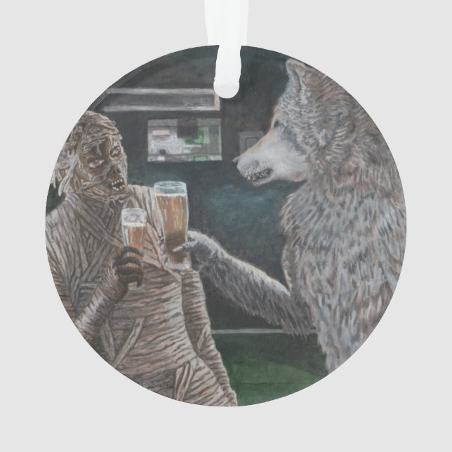 Mummy Werewolf trinkt Fantasie Akrylorische Orname Ornament (Rückseite)