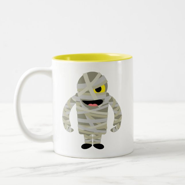 Mummy Zombie Halloween Zweifarbige Tasse (Links)