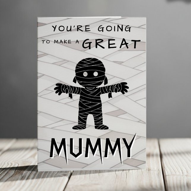Mummy zu Halloween Baby Dusche Glückwunsch Karte (Mummy congratulations card for Mother to be - Baby shower)