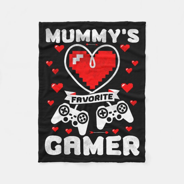 Mummy's Favorite Gamer Funny Boys Kids Valentine's Fleecedecke (Vorderseite)