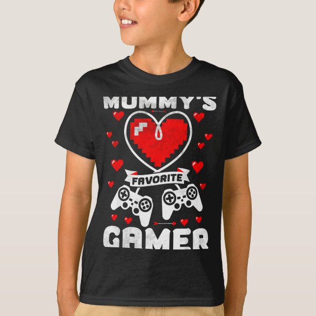 Mummy's Favorite Gamer Funny Boys Kids Valentine's T-Shirt (Vorderseite)