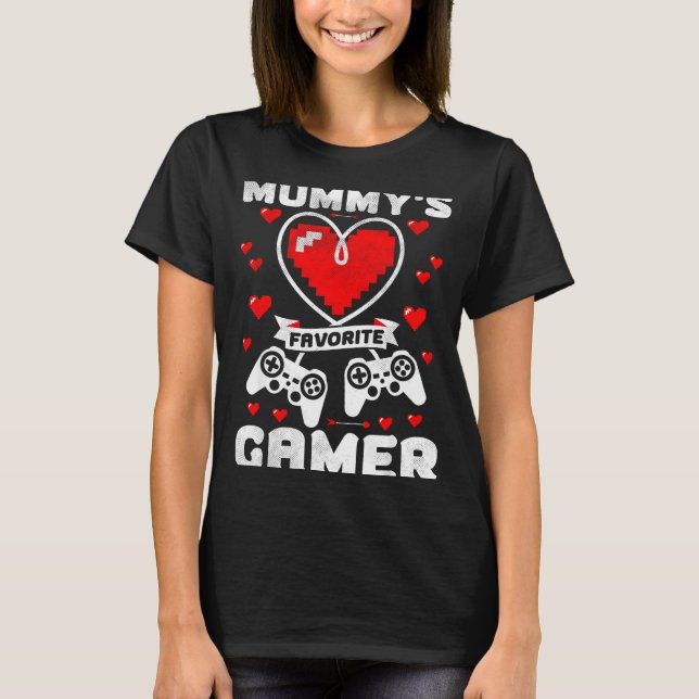 Mummy's Favorite Gamer Funny Boys Kids Valentine's T-Shirt (Vorderseite)