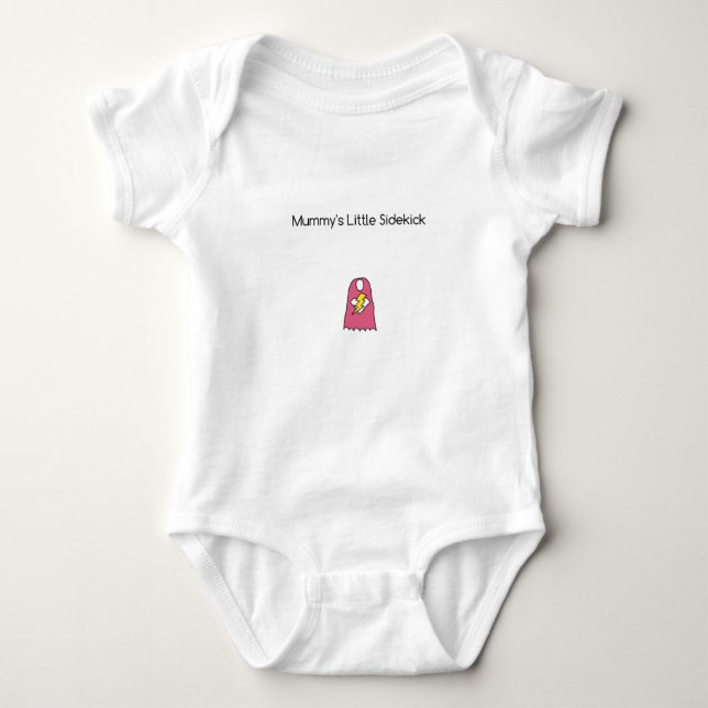 Mummy's Little Sidekick Superhelden Cape pink Baby Strampler (Vorderseite)