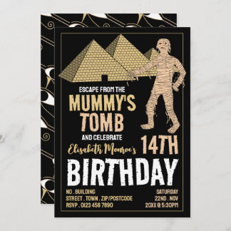 Mummy's Tomb Theme, Escape Room Geburtstagsparty Einladung