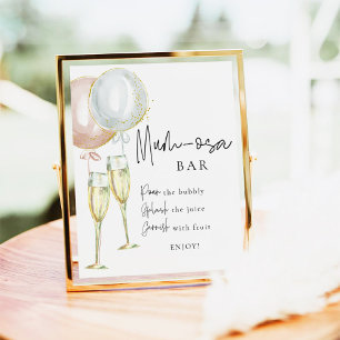 Mumosa Bar Pink & Blue Balloon Gender Reveal-Zeich Poster