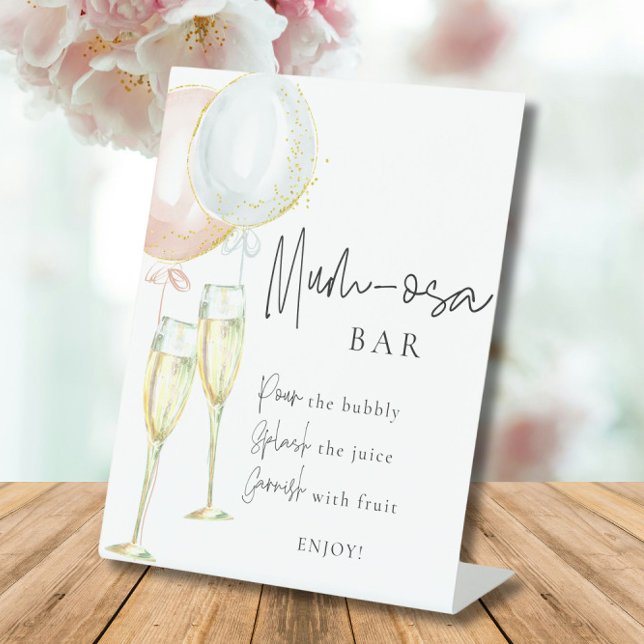 Mumosa Bar Pink & Blue Balloon Gender Reveal-Zeich Sockelschild (Von Creator hochgeladen)