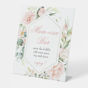 Mumosa Momosa Bar Blush Pink Roses Eukalyptus Girl Sockelschild