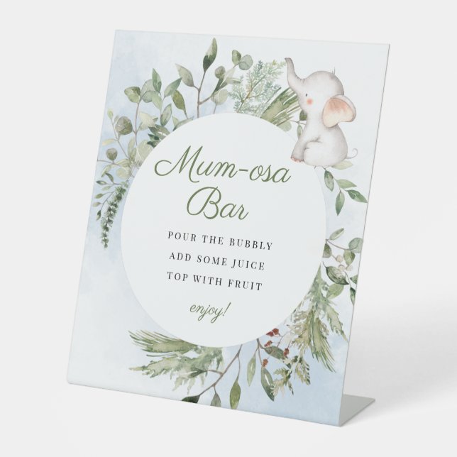 Mumosa Momosa Bar Boy Elephant Baby Duschzeichen Sockelschild (Vorderseite)