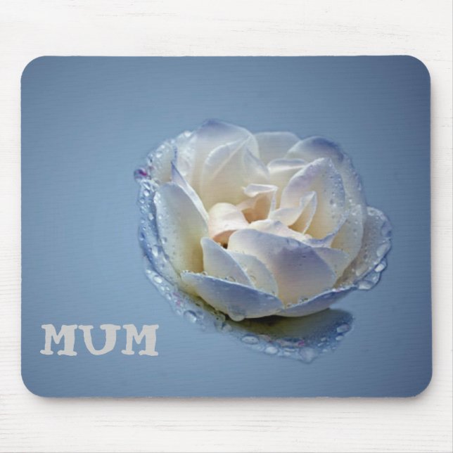 Mums Blau und Weiß Rose Mousepad (Vorne)