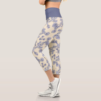 Mums Flower Overlay Lace 2 Capri Leggings