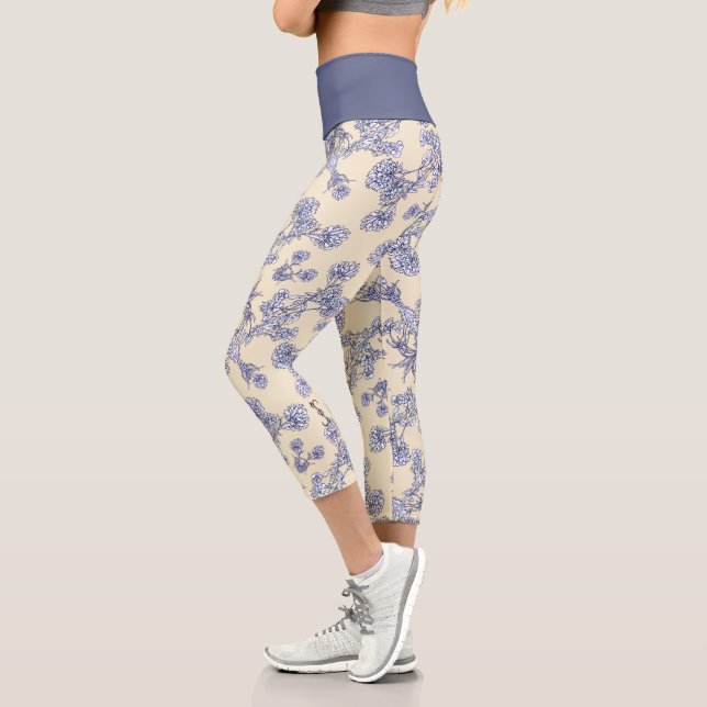Mums Flower Overlay Lace 2 Capri Leggings (Links)