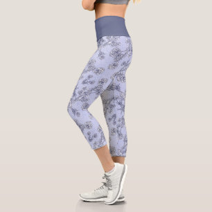 Mums Flower Overlay Spitze Capri Leggings