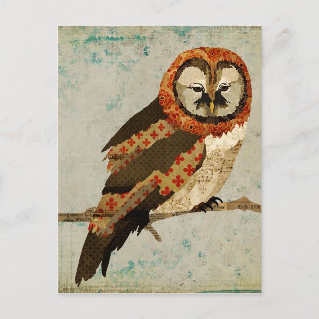Mums Owl Blue Postcard Postkarte (Vorderseite)