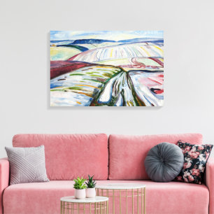 Munch Expressionistischer Winter Feld Schnee Kunst Leinwanddruck