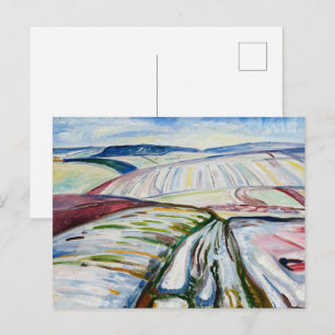 Munch Expressionistischer Winter Feld Schnee Kunst Postkarte