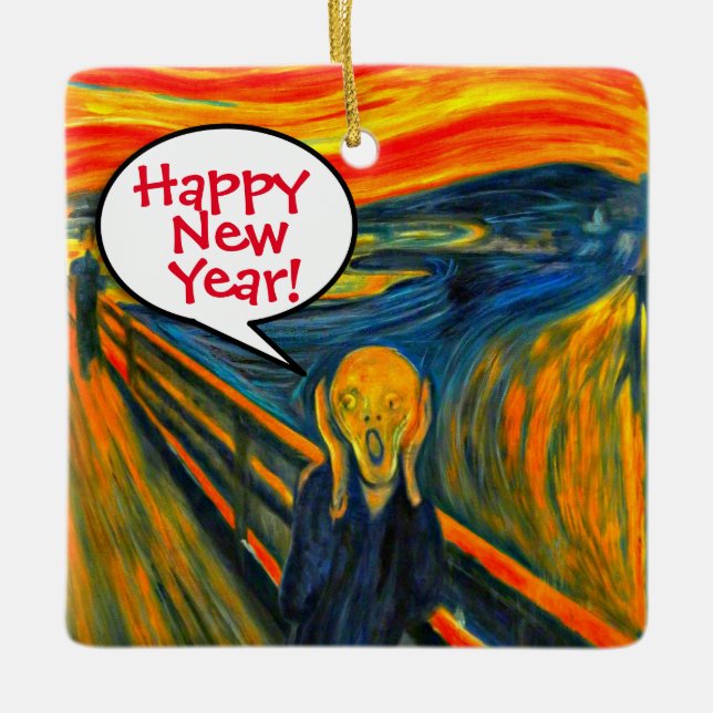 Munch The Scream New Year Keramikornament (Vorderseite)