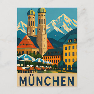 🏔️ MÜNCHEN — Bayerische Türme & Alpen Horizonte Postkarte