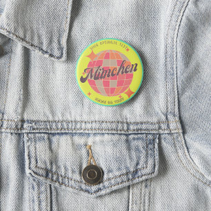 München Bayern Deutschland Retro Neongelb Button