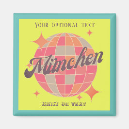 München Bayern Deutschland Retro Neongelb Magnet