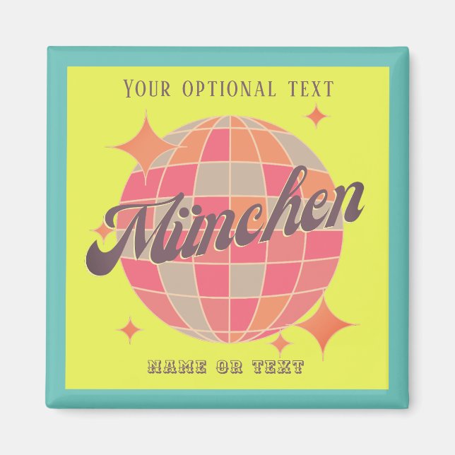 München Bayern Deutschland Retro Neongelb Magnet (Vorne)