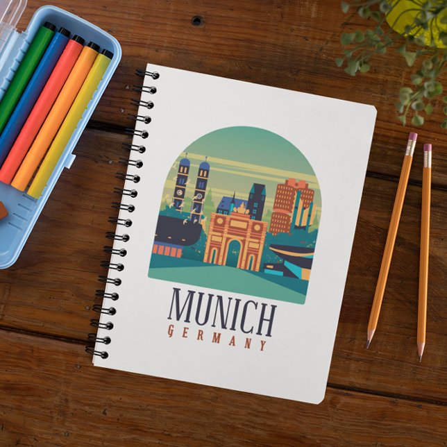 München Bayern Deutschland Vintage Travel Notizblock (Munich Bavaria Germany Vintage Travel Notebook)
