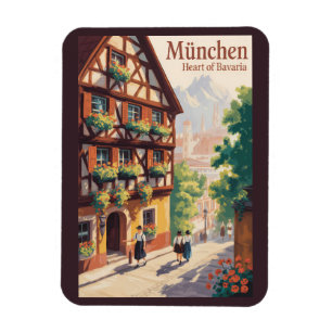 München Deutschland Bayern Illustration Reise Kuns Magnet