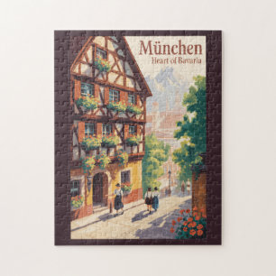 München Deutschland Bayern Illustration Reise Kuns Puzzle